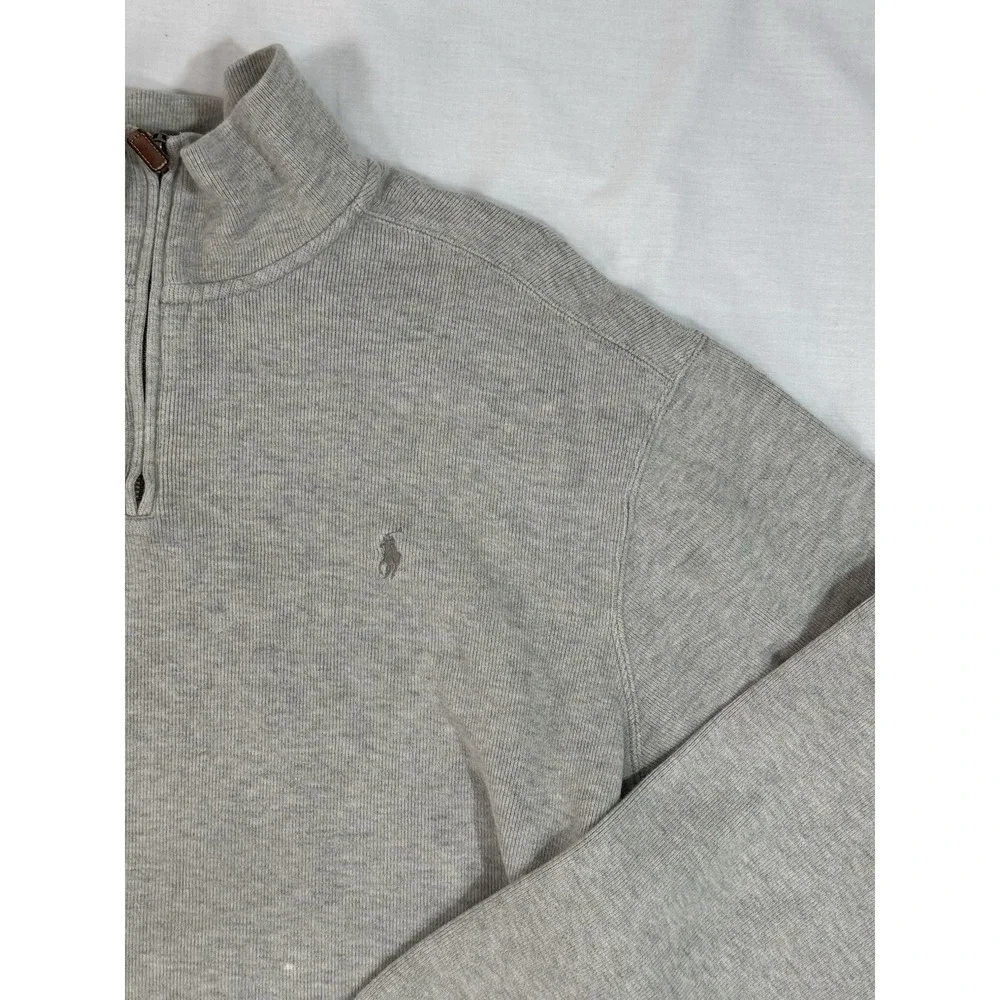 Polo Ralph Lauren Sweatshirt Mock Neck Pullover 1/4 Zip Beige Men XXL‎
